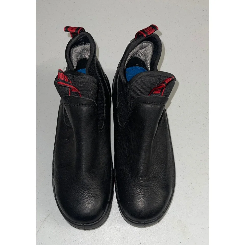 Rockrooster Men Black Leather Slip On Work Boots Chelsea Safety Shoes Size 10.5